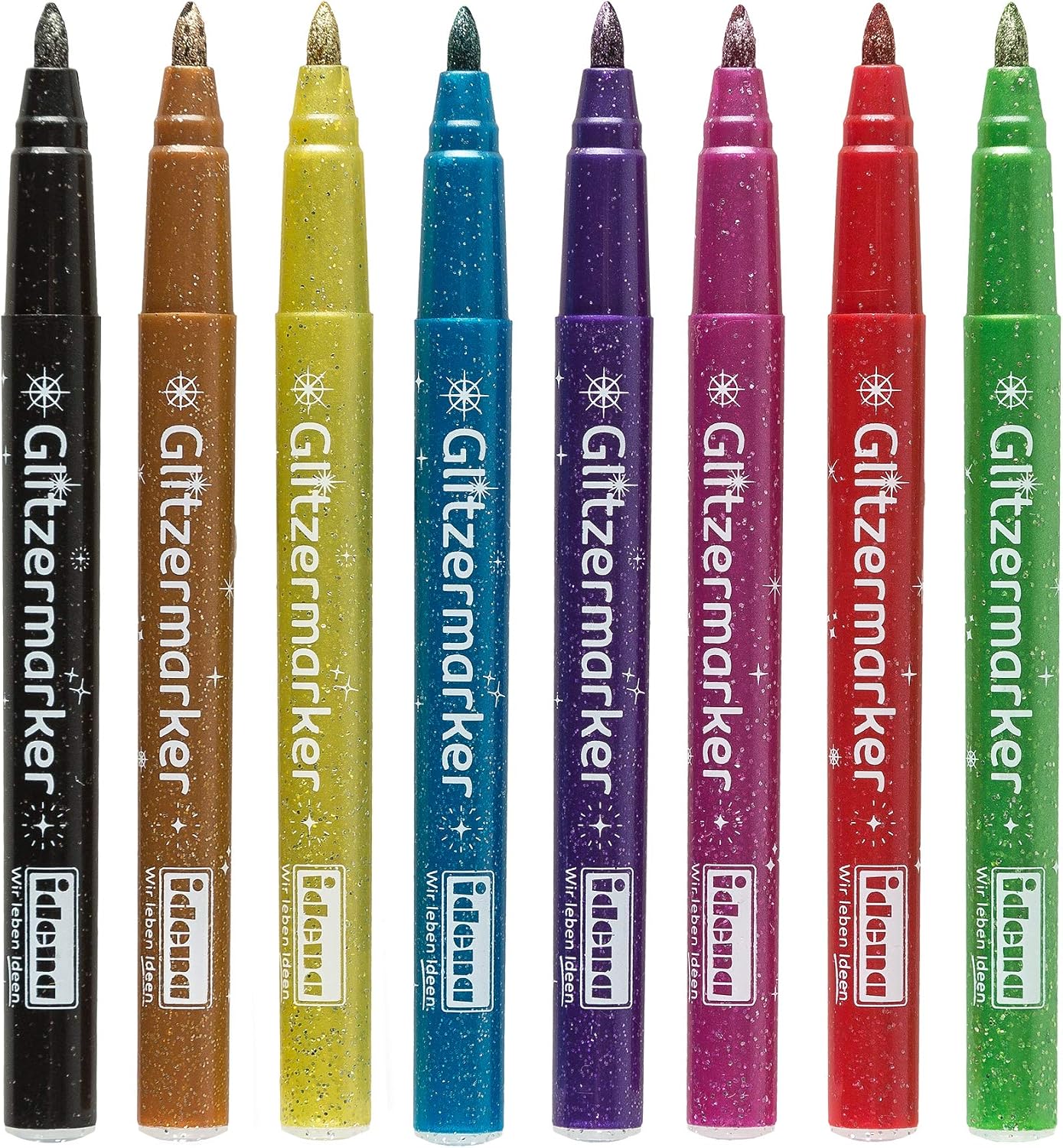 Idena 60053 Glitter Markers Pack of 8 Assorted Colours, Blue, Pink, Black, 1 count (Pack of 8) - Image 4