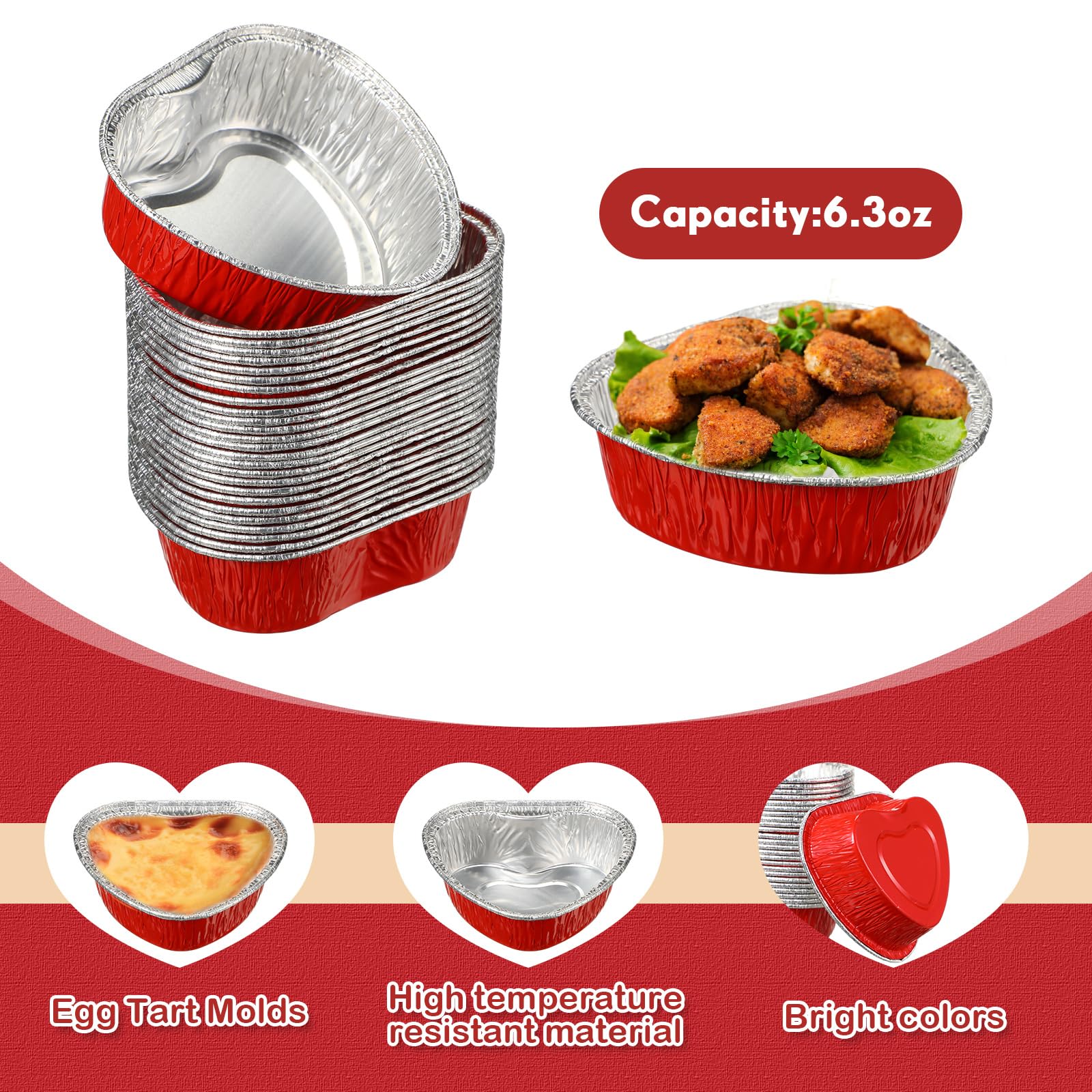 Honeydak Heart Shaped Cake Pans Valentine's Day Aluminum Foil Cupcake