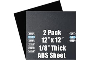 PINZIREN ABS Plastic Sheet 1/8 Inch Thick 12" x 12" (2-Pack),Two-Sided Heat Moldable Panel (Thermoplastic Textured Front & Smooth Back), Black Thermoform Board Great for DIY Projects, Decor, Handcrafts