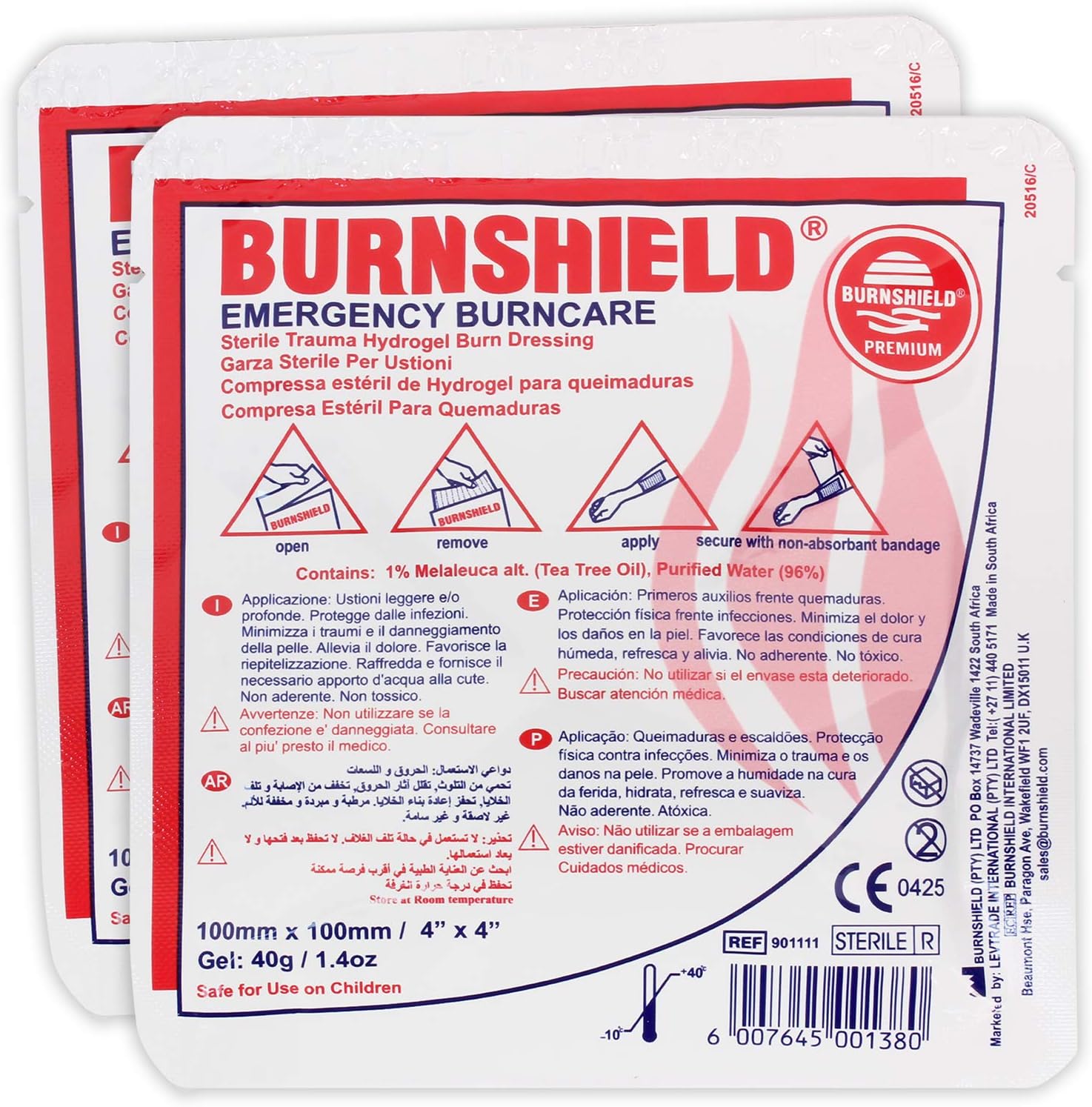 EverOne Burnshield 4" X 4" (10cm X 10cm) Burn Dressing - 2 Pack: Health & Personal Care