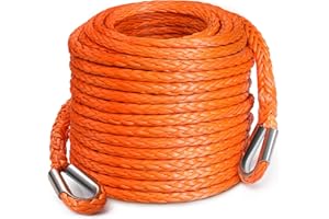 DAYDOOR 3/8'' x 92Ft Synthetic Winch Rope Extension, 26,500 Lbs Winch Extension Rope for Off Road Recovery,Synthetic Extensio