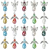 KitBeads 60pcs 10 Colors Angel Wings Fairy Charms Faceted Water Drop Bead Angel Charms for Jewelry Making Bulk