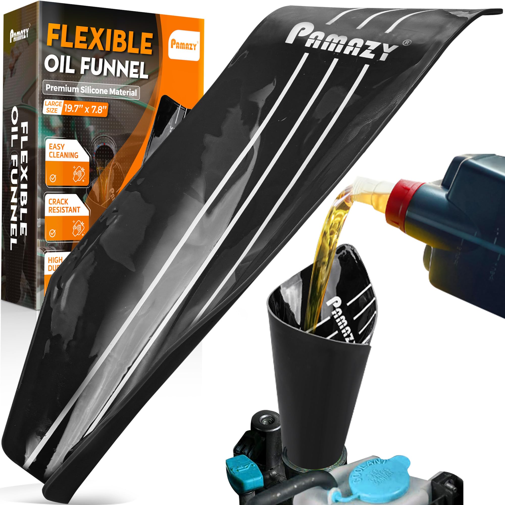 Photo 1 of [Large Size] 19.7 x 7.87 Inch Silicone Flexible Oil Funnel Reusable, General Oil Change Draining Tool Spill-Free, Foldable Oil Filter Moldable Drain Funnel for Oil Change Spill-Free Oil Filling