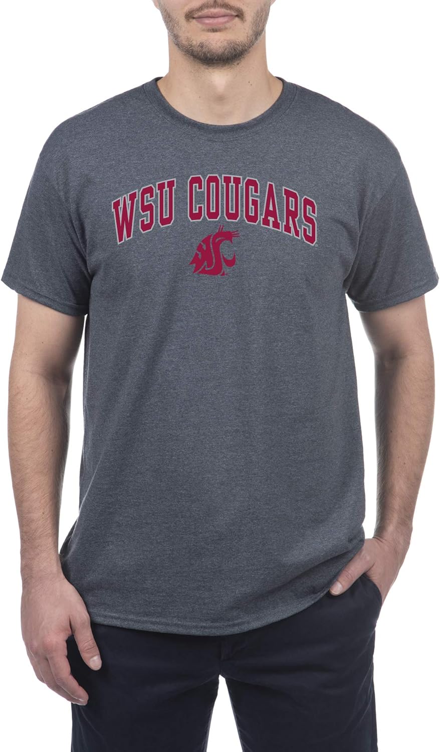 Elite Fan Shop Dark Heather Basic Short Sleeve College Arch T-Shirt : Clothing