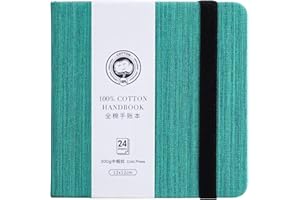 Lightwish Square Watercolor Journal,100% Cotton,300gsm/140lb,Acid-Free,24 Sheets Cold Press Watecolor Paper Sketchbook for Ar