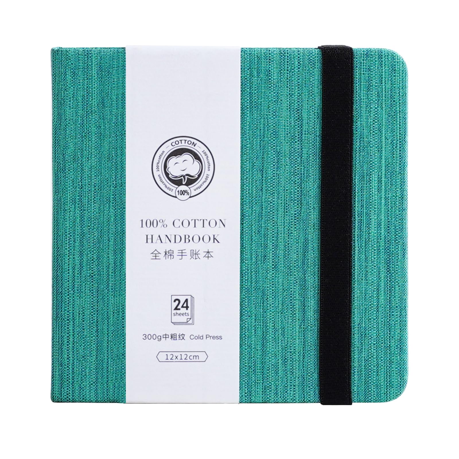 Lightwish Square Watercolor Journal,100% Cotton,300gsm/140lb,Acid-Free,24 Sheets Cold Press Watecolor Paper Sketchbook for Artists Adults Students,4.7 * 4.7 Inches