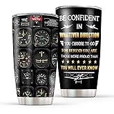 Pilot Gifts for Men Aviation Tumbler 20oz with Straw Lid, Airplane Aviation Gifts Coffee Travel Mugs for Aviators Son Dad Fathers Day Birthday Present Pilot Retirement Graduation Insulated Gift Cup