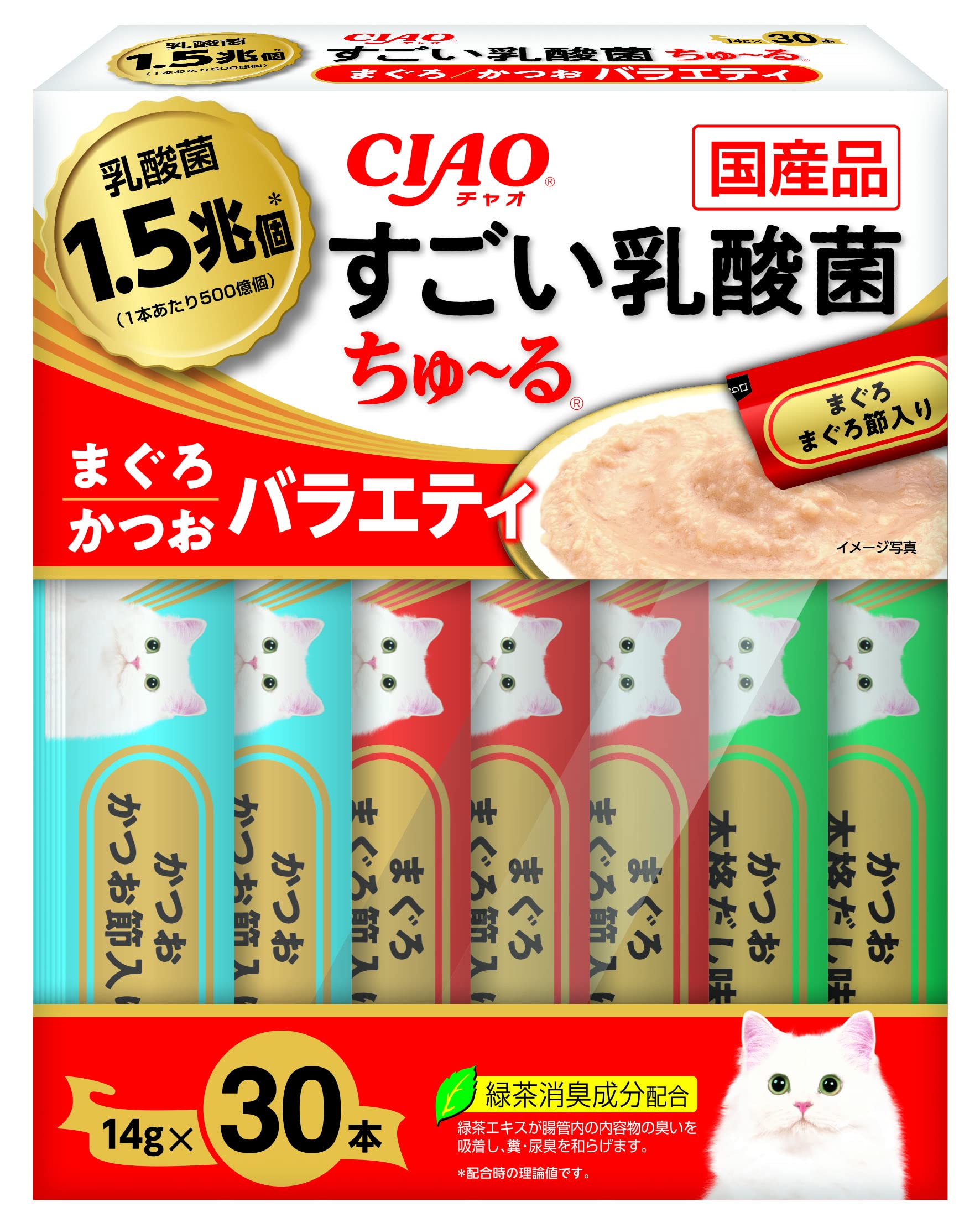 チャオ(CIAO)すごい乳酸菌ちゅ～るまぐろ・かつおバラエティ30本商品画像
