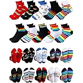 ShinyMatch 10 Pairs Rainbow Gay Pride Novelty Socks Unisex Striped Cotton Ankle Lesbian Gift Fun Dress Sock for Men Women LGBT Gay