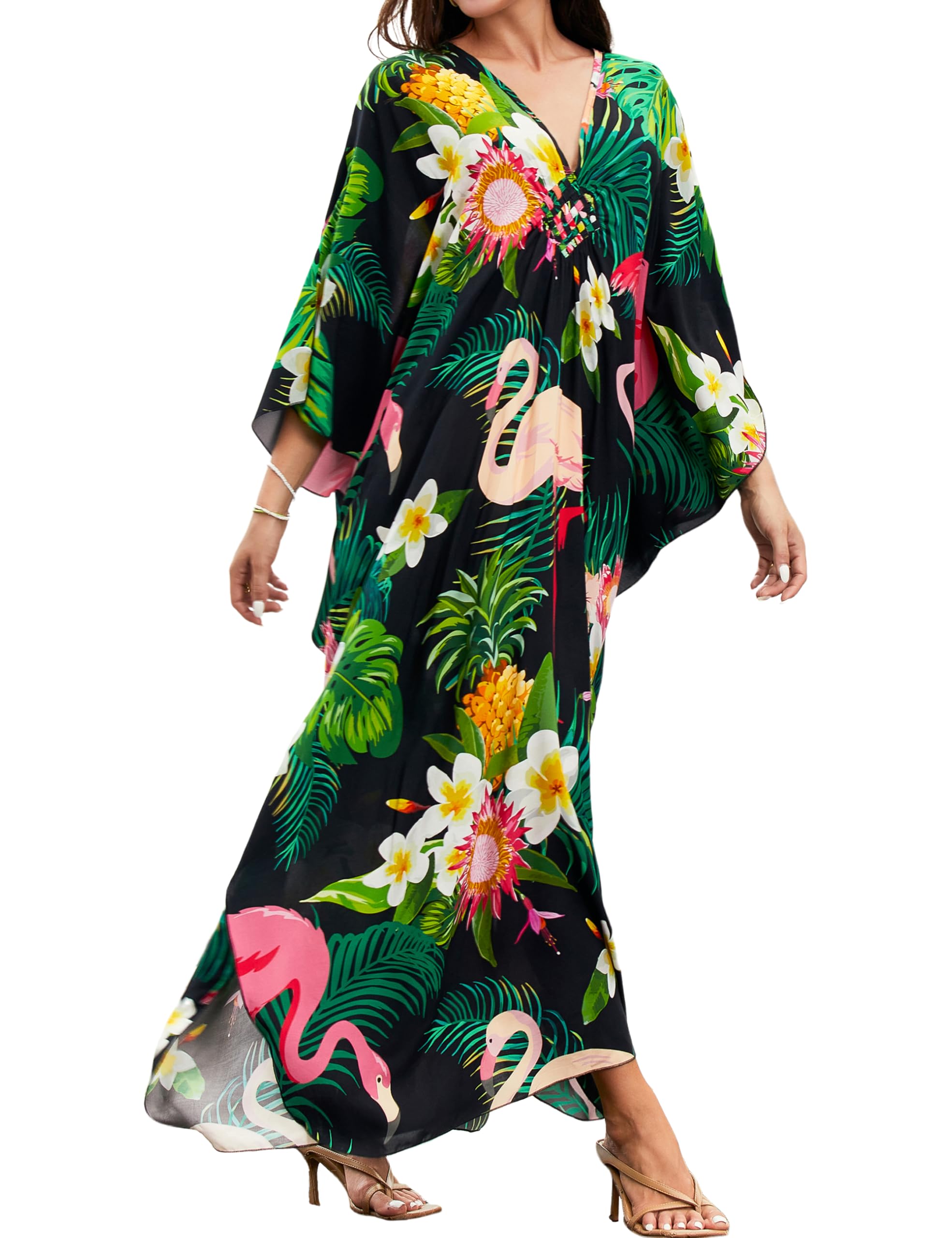 Photo 1 of MAKABO Kaftan Dresses for Women, Plus Size Colorful Animals Print Cover Ups Caftan Beach Dresses