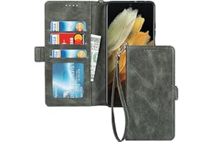 ELTEKER Phone Case for Samsung Galaxy S21 Ultra Wallet Case,[RFID Blocking] Premium Leather Credit Card Holder Magnetic Flip 