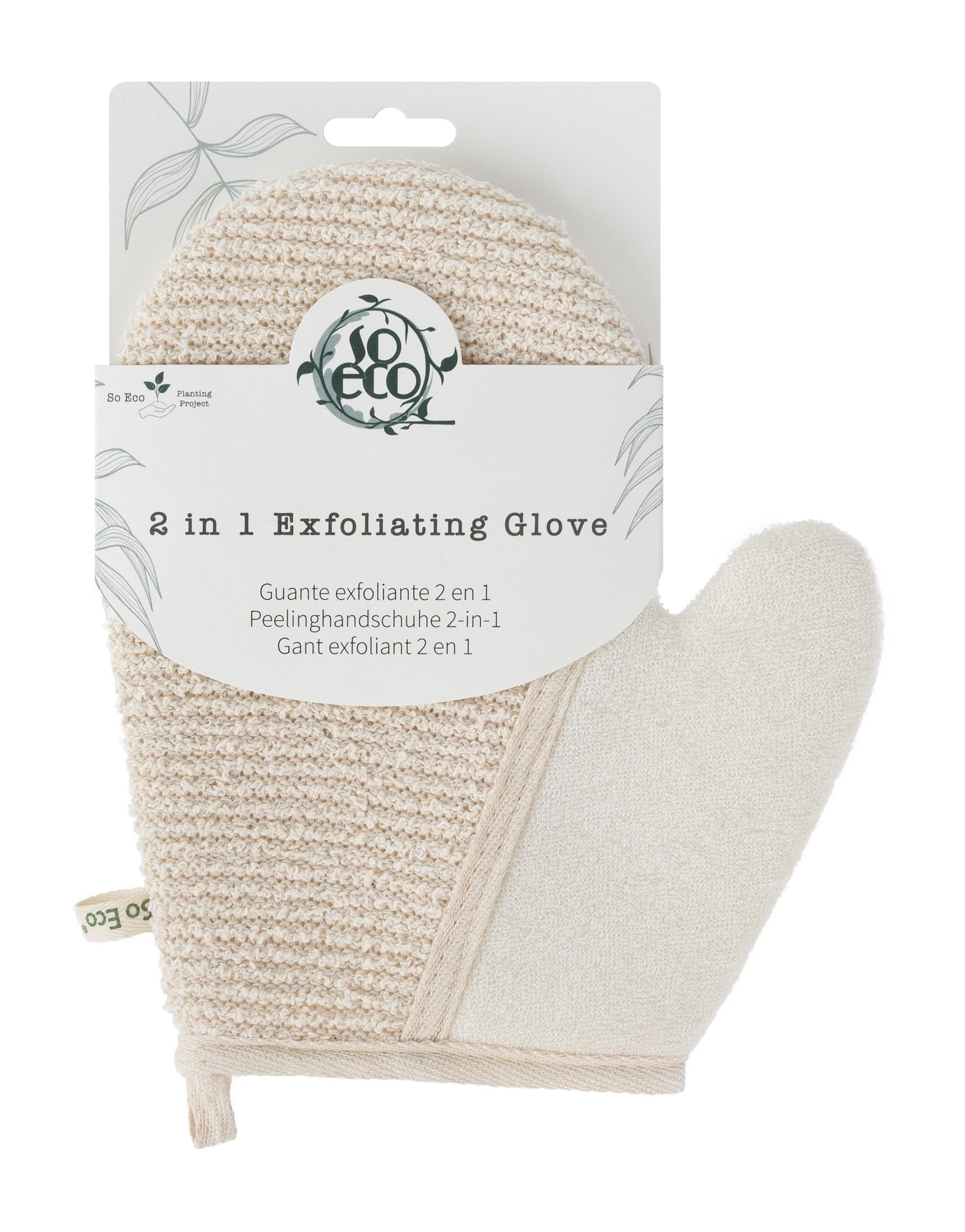 So Eco 2-in-1 Exfoliating Glove – Dual-Action Body Scrub Glove for Smooth, Radiant Skin, Deep Exfoliation & Gentle Cleansing for Shower and Bath, Vegan & Cruelty-Free