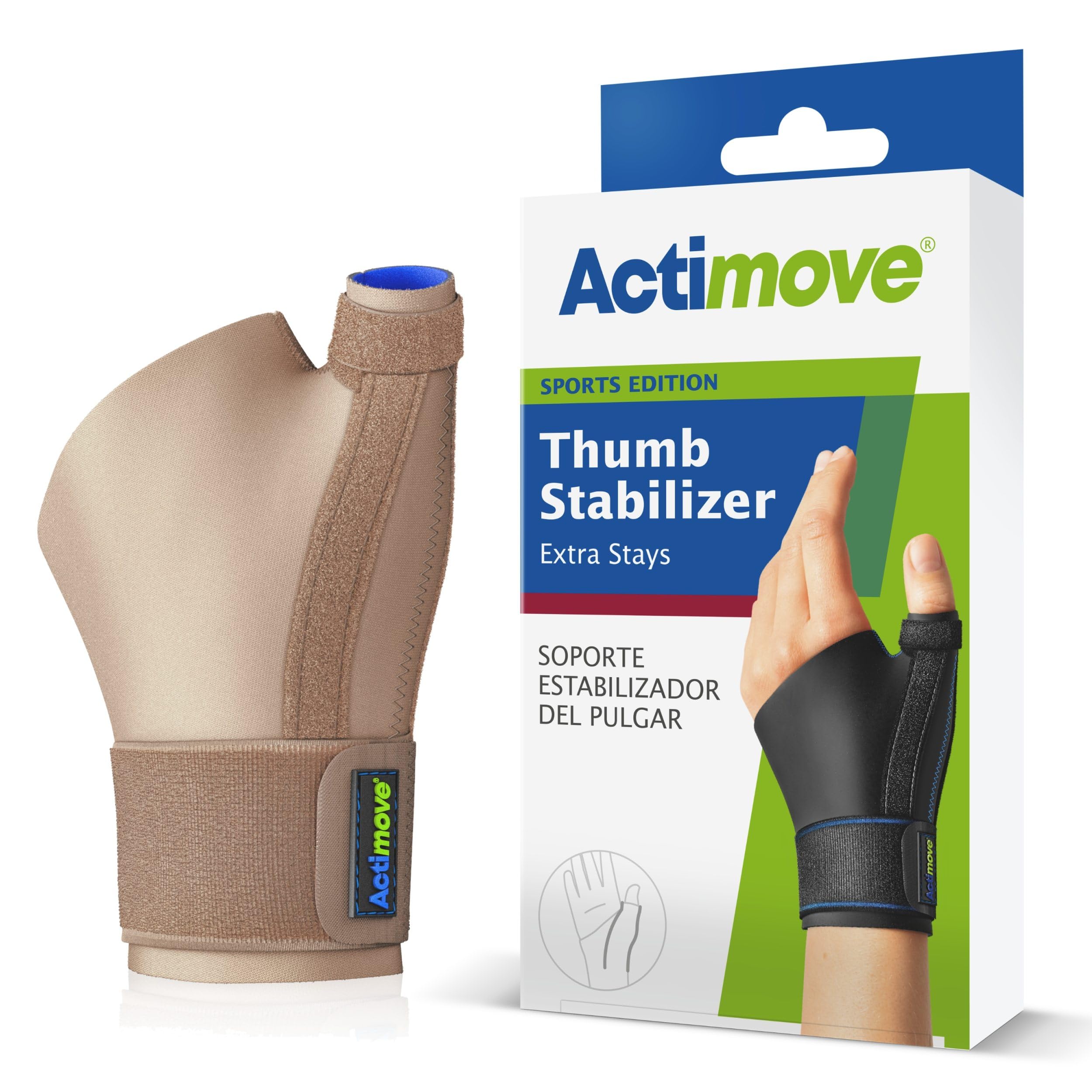 Actimove - Sports Edition - Thumb Stabiliser - for Pain Relief & Support - Latex and Neoprene Free (Beige- Large/X Large)