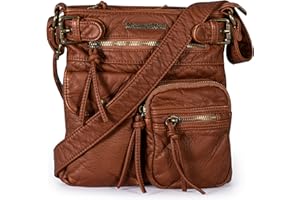 Montana West Crossbody Bag for Women Soft Washed Leather Multi Pocket crossbody handbags