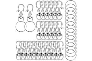 DSUWAZU 104PCS Swivel Snap Hooks with Key Rings, Metal Lobster Claw Clasp, Keychain Rings for Crafts(Silver, 1.37inch(36mm)