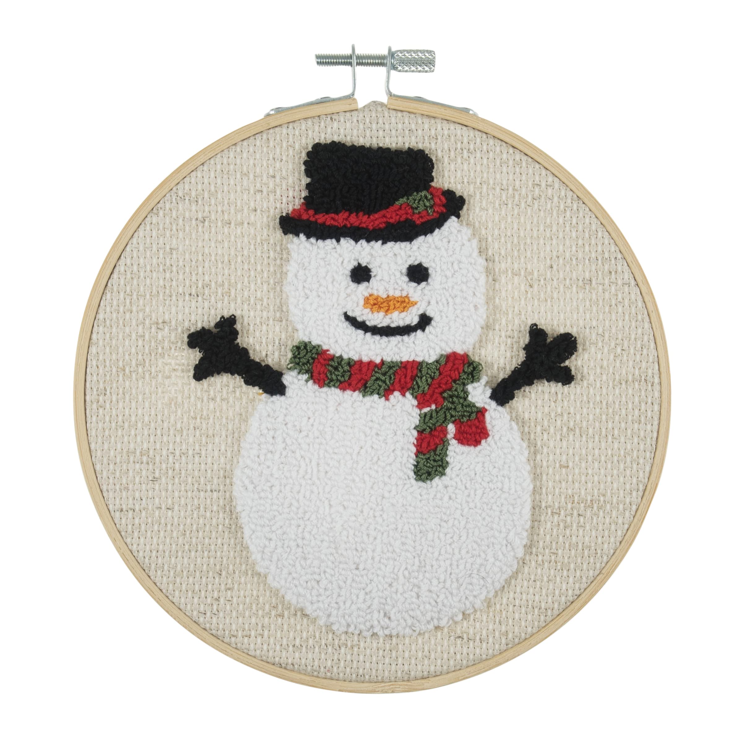 Trimits Embroidery Punch Needle Hoop Kits, 15.2cm 6”, Snowman