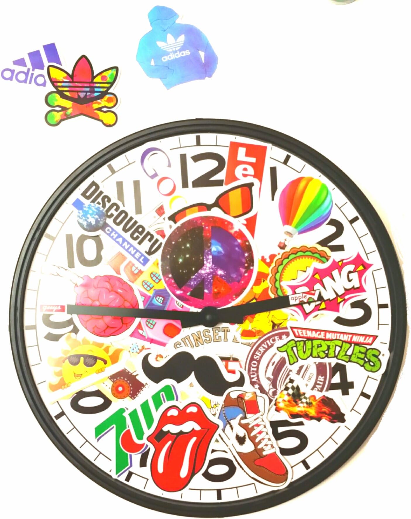 Wild and Crazy Collage Retro/Modern Logo Wall Clock