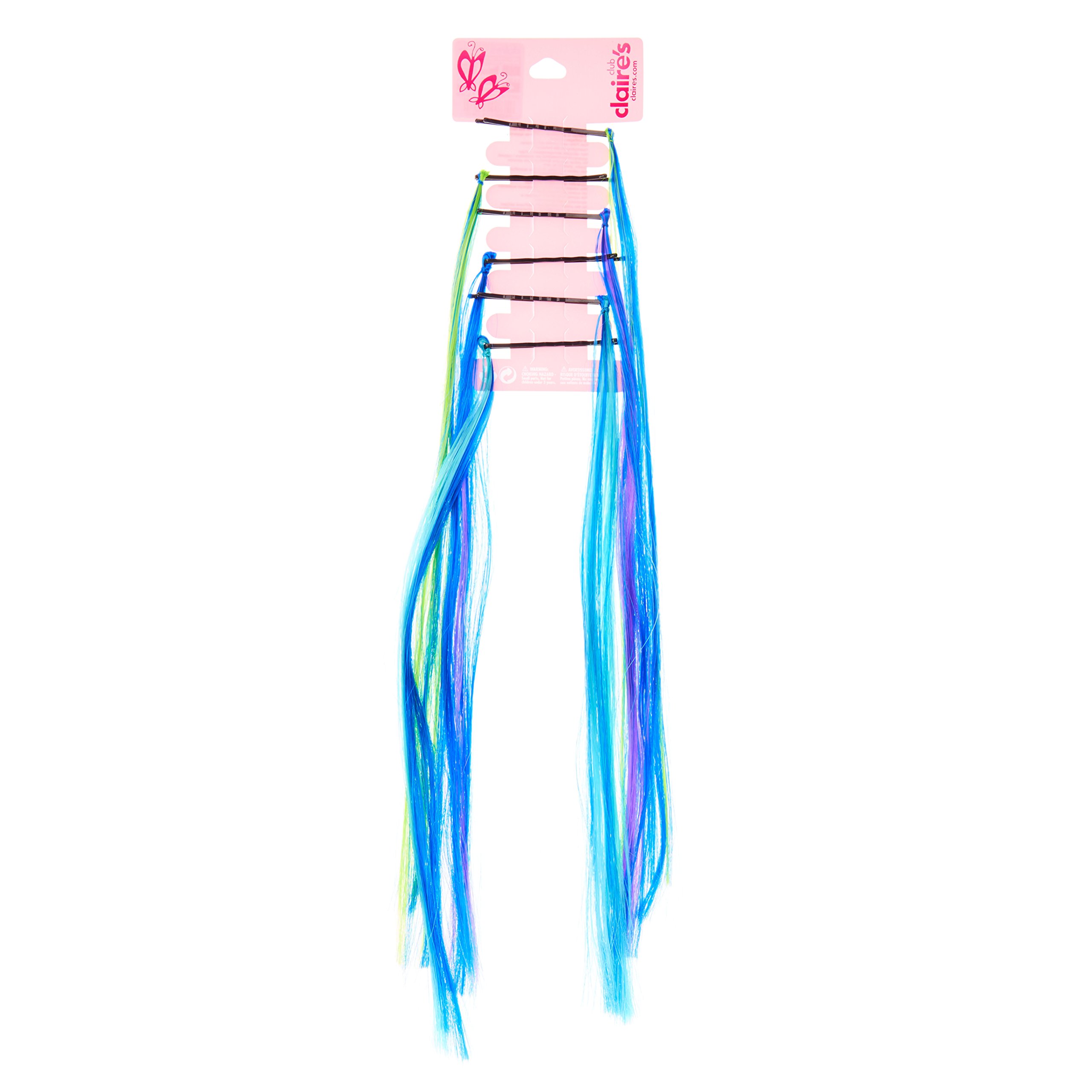 Claire's Girl's 6 Pack Clip In Faux Hair Bobby Pins Green