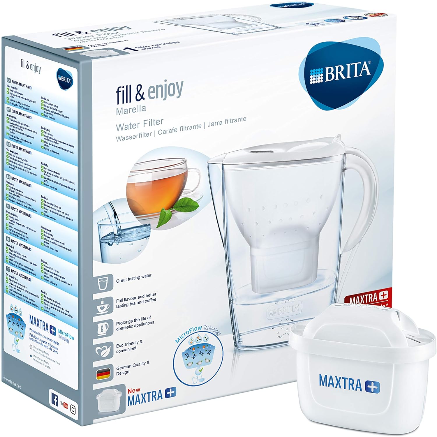 Water Jug Filtered Cartridge Pitcher Slim Fridge Door Fit Electronic