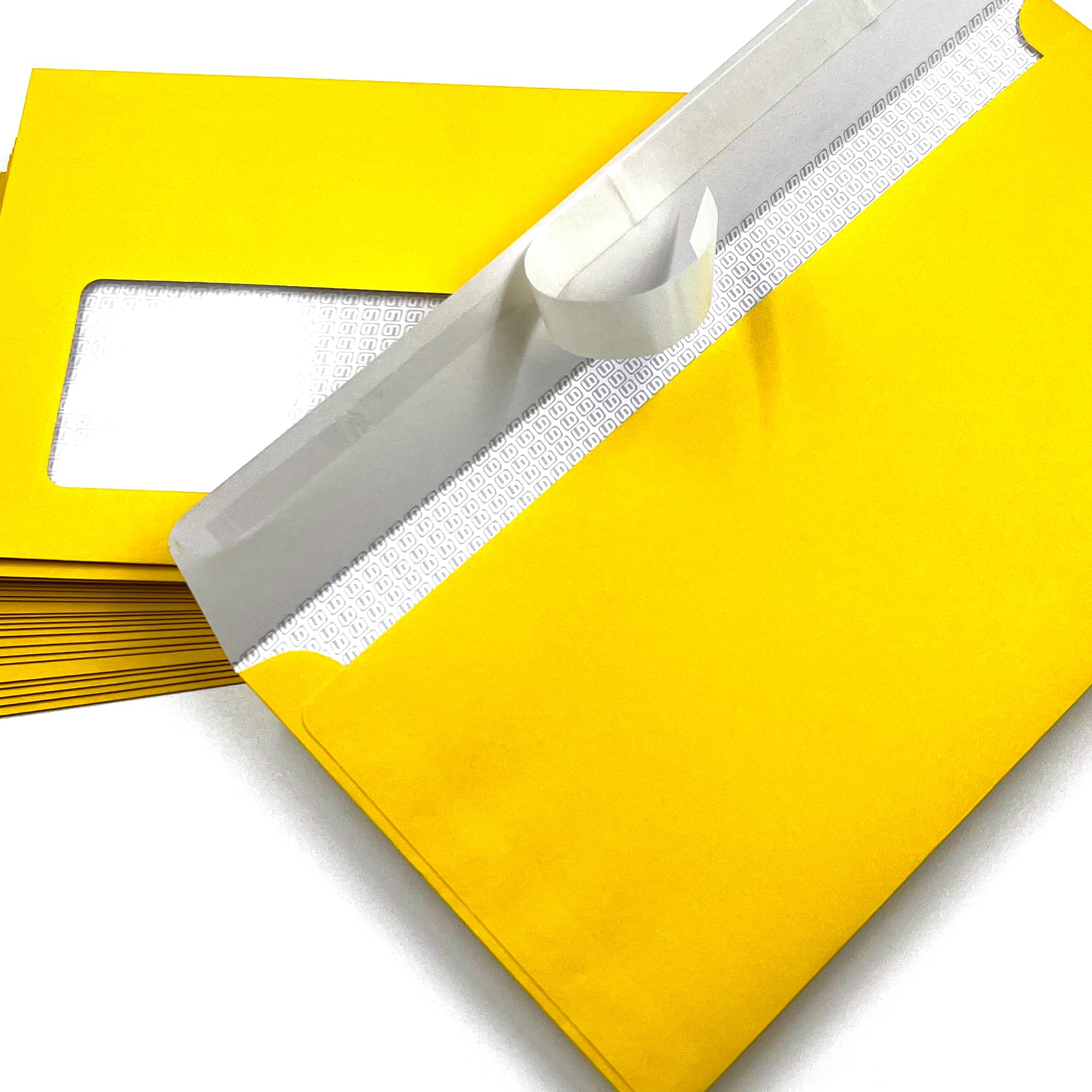 50 Envelopes with Window, Yellow, Sulphur Yellow, DL 220 x 110 mm, Peel and Seal, Window Envelopes