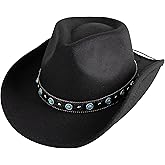 Lisianthus Cowboy Cowgirl Hats for Men & Women Western Style Outdoor Felt Hat with Belt Buckle