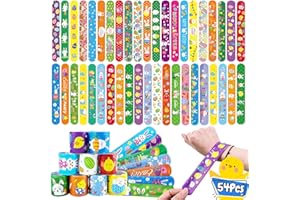 MEZHOBBY 54Pcs Easter Slap Bracelets, Easter Basket Stuffers, Easter Egg Fillers Gifts, Easter Egg Hunt Event, Party Favors , Classroom Prizes for Kids Teens Toddler, School Supplies