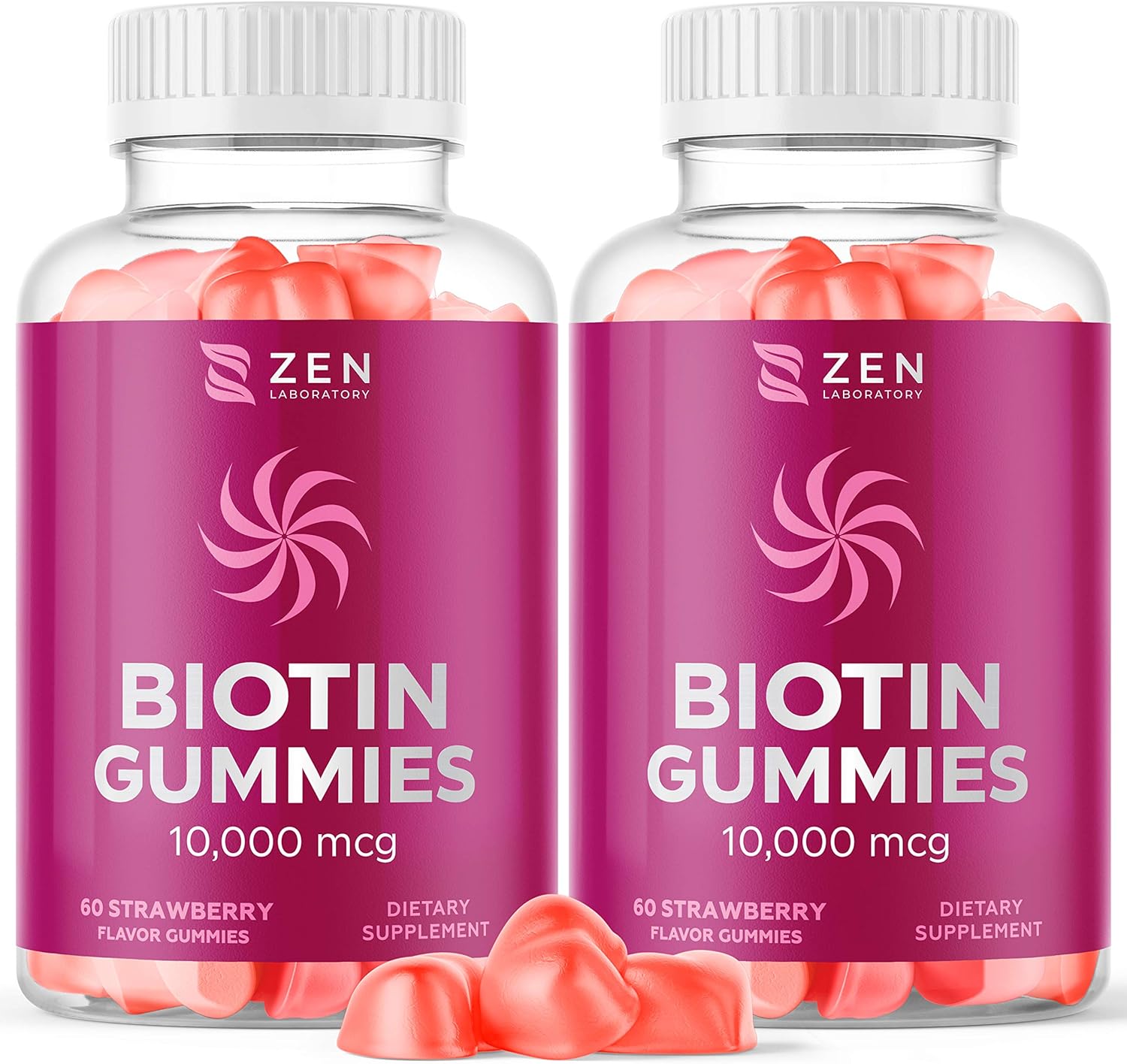 Biotin Gummies 10000mcg Vitamin Supplement for Hair Skin Nail Growth w/ Coconut Oil, Zinc, Vitamin C, D3, B12, B6, E for Women Men - Multivitamin Beard Hair Care Growth, Nail Strengthener (2 Pack): Health & Personal Care