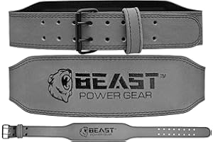 Beast Power Gear Weight Lifting Belt - 4” Genuine Leather For Lower Back Support Bodybuilding Squat Deadlift Cross Strength T
