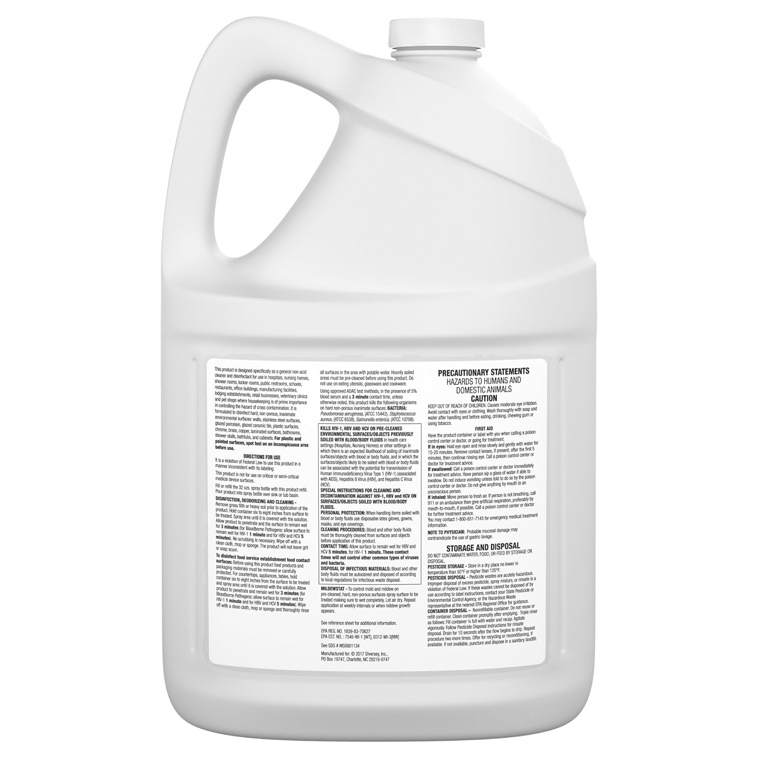 Diversey-CBD540557 Virex All Purpose Disinfectant Cleaner - Kills 99.9% of Germs and Eliminates Odors - 1 Gallon (2 Pack): Industrial & Scientific