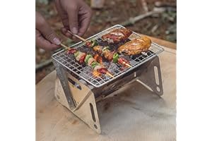 Foldable Barbecue Grill, Charcoal Grill Portable Lightweight Charcoal Grill and Smoker for Travel, Outdoor Cooking, Barbecue 