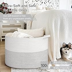 INDRESSME 115L Extra Large Blanket Basket, Cotton