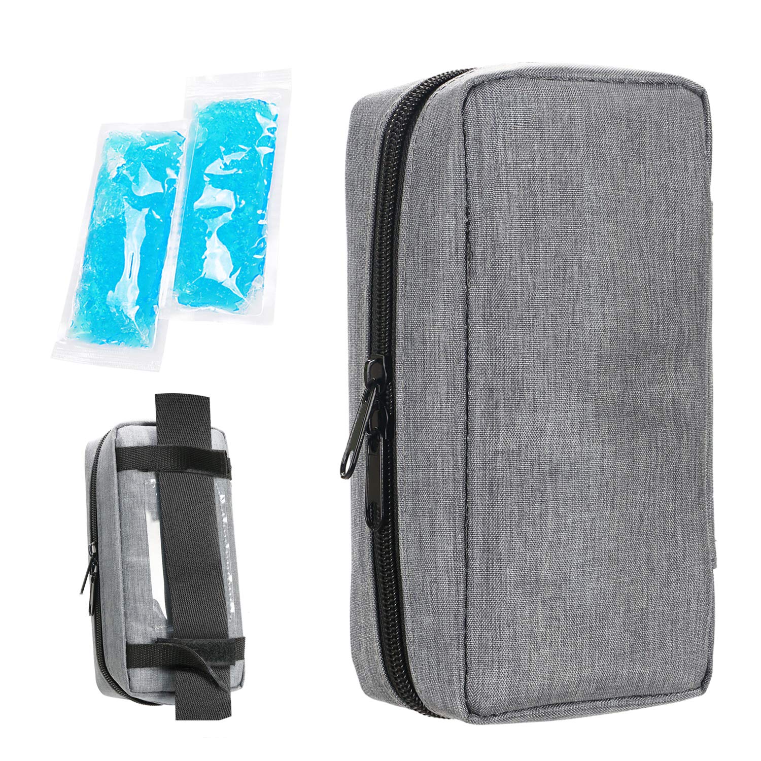 Photo 1 of YOUSHARES Insulin Cooling Travel Case - Portable Diabetic Supplies Organizer Cooler Bag for Insulin Pen, Syringe, Glucose Meter and Other Diabetic Supplies with 2 TSA Approved Ice Pack (Grey)