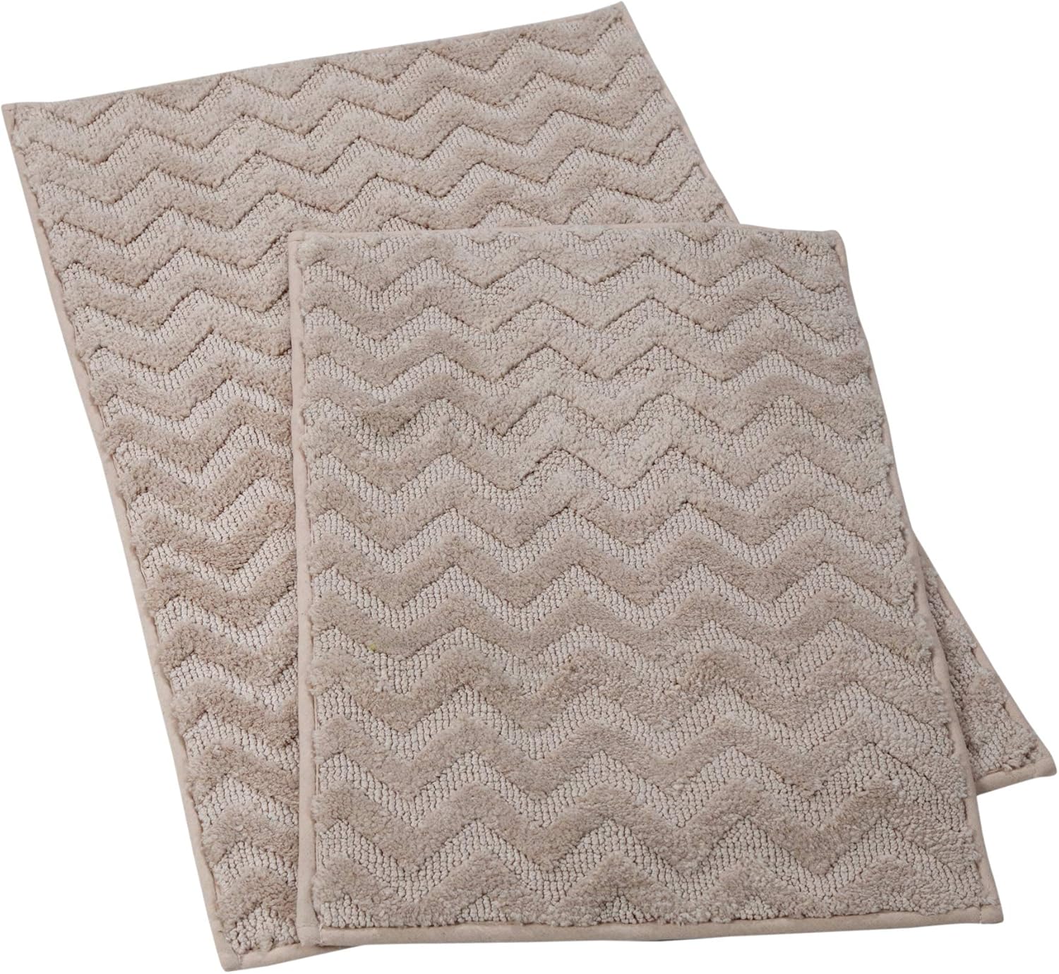 HILLFAIR 2 Pack Bath Mat - 20"x32" Inches & 16"x24" Inches - Anti Skid Machine Washable Bath Rugs for Bathroom- Soft Plush Absorbent Bath Mat/Rugs for Shower Tub- Multipurpose Floor Mat - Solid Beige: Kitchen & Dining