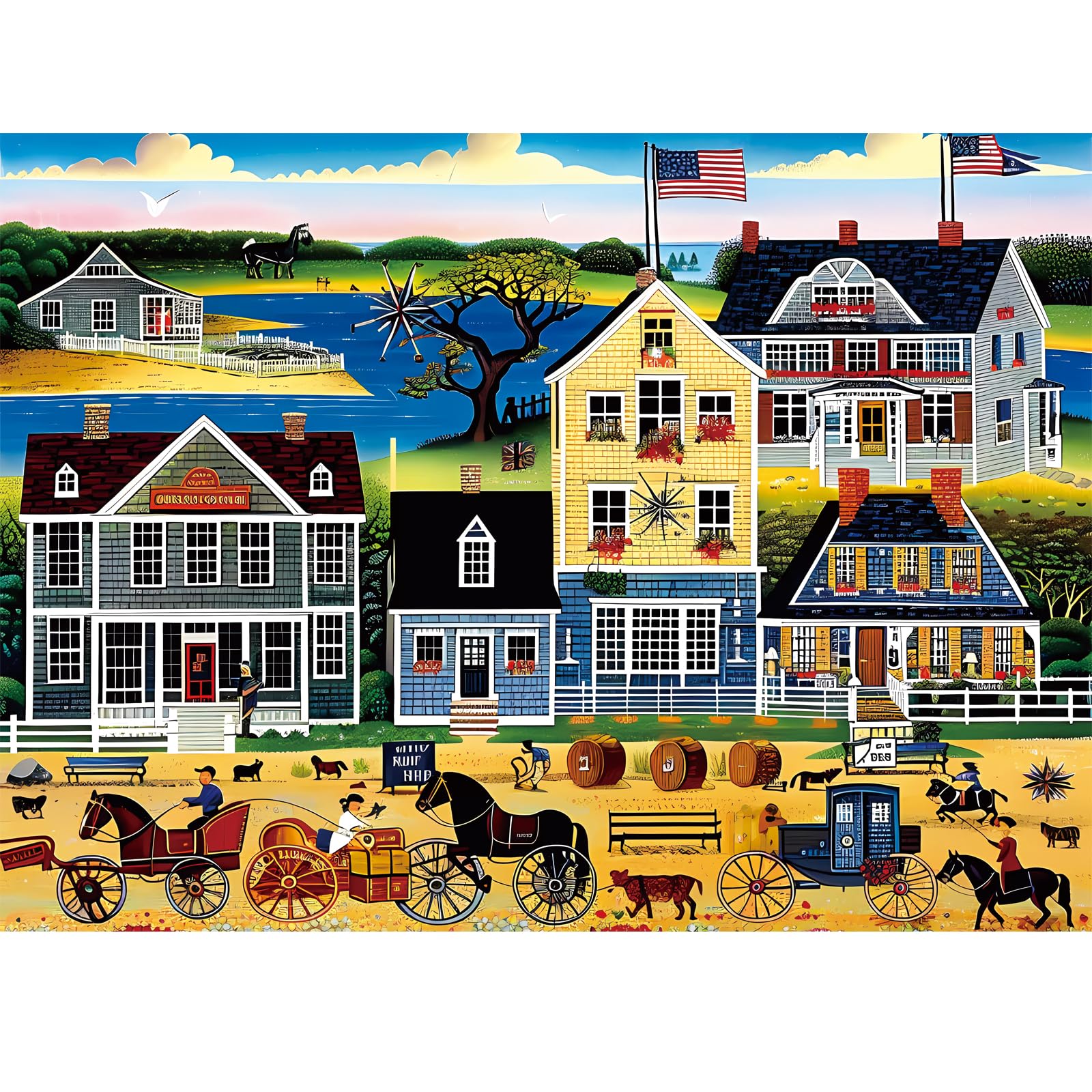 Photo 1 of 500 Pieces Puzzle for Adults, Fall Puzzle, Autumn Jigsaw Puzzle for Adults, Challenging Game Home Decor Birthday Party Gift Toy for Adults Kids Seniors 20.5×15 in