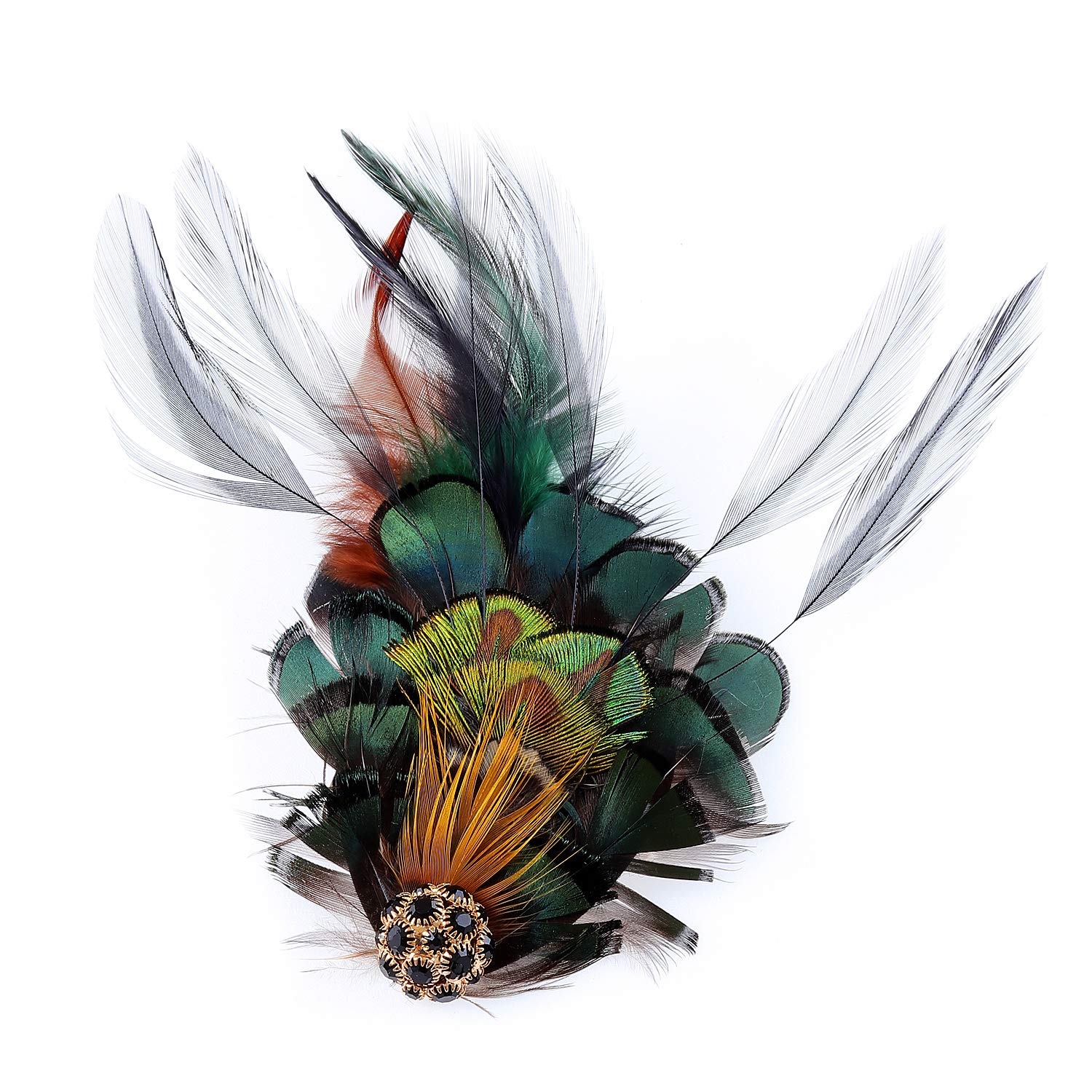 RUNHENG Handmade Feather Peacock Hair Clip