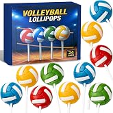 Volleyball Candy Lollipops- 24 Count Bulk Individually Wrapped Suckers - Great for Volleyball Party Favors - Summer Snacks - Team Treats and Gifts - Colorful Birthday Goodie Bag Stuffers