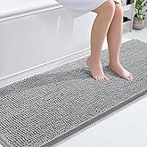 OLANLY Bathroom Rugs 70x24, Extra Soft Absorbent Chenille Bath Rugs, Rubber Backing Quick Dry, Machine Washable Bath Mats for Bathroom Floor, Tub and Shower, Home Decor Accessories, Light Grey