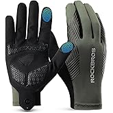 ROCKBROS Cycling Gloves - Anti-Slip Full Finger MTB Road Bike Gloves for Riding, Running, Hiking, Outdoor Sports