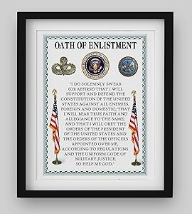 "Oath Of Enlistment"- U. S. Military-Wall Art- 8 x 10"- I Do Solemnly Swear To Defend. Typographic Print-Ready To Frame. Home-Office-Military Decor. Perfect Patriotic Gift for Military Veterans.