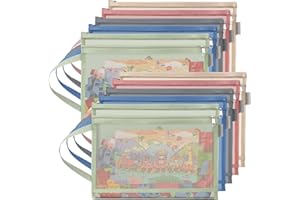 10 Packs of Colored Mesh Zipper Pouch Bags, Double-Layer Nylon T𝐨𝐲 Storage Bags, A4 Zipper Pouch with Handle, Suitable for 