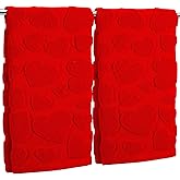 Whaline Valentine's Day Hand Towels Jacquard Cotton Bathroom Towel 3D Red Heart Decorative Absorbent Bath Towel for Kitchen Dish Drying Cleaning Cooking, 29.5 x 13.4 Inch, 2Pcs