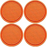 MEAJOO 4PCS Car Cup Holder Coaster, Universal Auto Non-Slip Cup Holder Coaster, 2.75In Universal Non-Slip Recessed Car Interior Accessories (Orange)