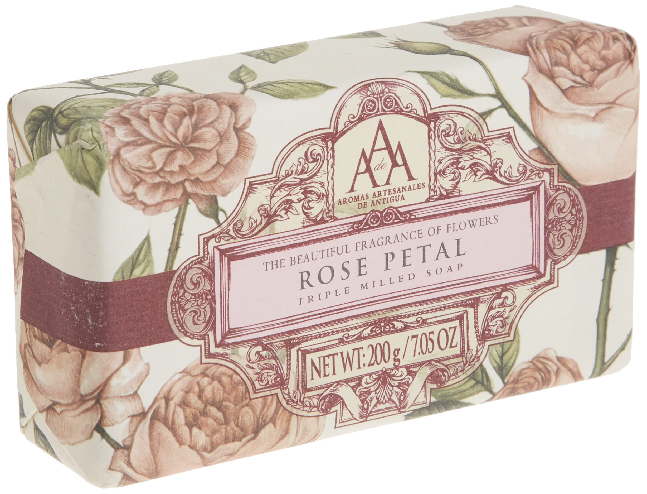 Aromas Artisanales De Antigua Floral Rose Petal Soap 200g
