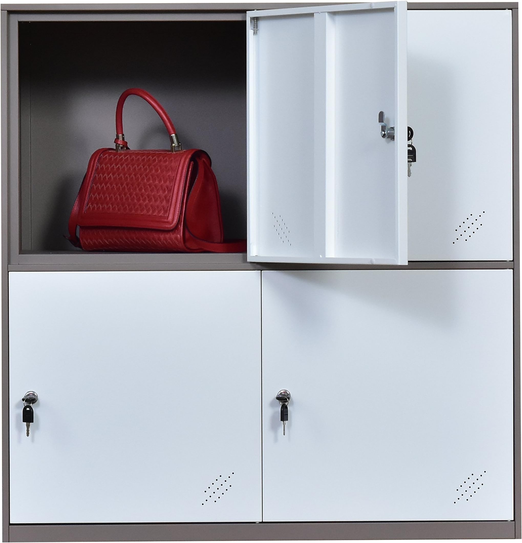 Metal Locker, Office Cabinet Locker,Living Room and School Locker Organizer,Home Locker Organizer Storage for Kids,Bedroom and Office Storage Cabinet with Doors and Lock for Cloth White … (4D)