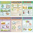 5 Themes of Geography Poster Set - Educational Social Studies Chart for K-12 Students and Teachers - Middle and High School Wall Classroom Decoration