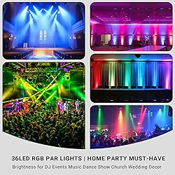 36LEDs RGB Par Lights 4 Pack - 36W LED Par Can