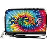 Buckle-Down Grateful Dead Wallet, Zip Around, Grateful Dead Dancing Bears Swirl Tie Dye Multi Color, Vegan Leather