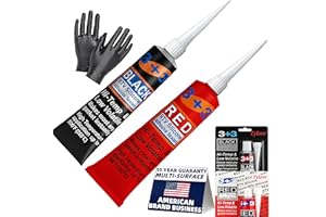 TYLOVE RTV Silicone Gasket Maker - High Temp 590°F Oil Resistant, Black - Professional Formula for Engine Oil Pan, Valve Cover, Transmission Housing - Non-Corrosive, Fast, No Drip Application (Black+Red)