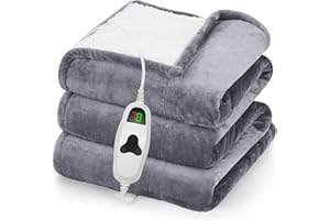 Couverture chauffante électrique pour femme, épaisse, en sherpa, minuterie à 5 positions, 10 niveaux de chauffage, pour maman