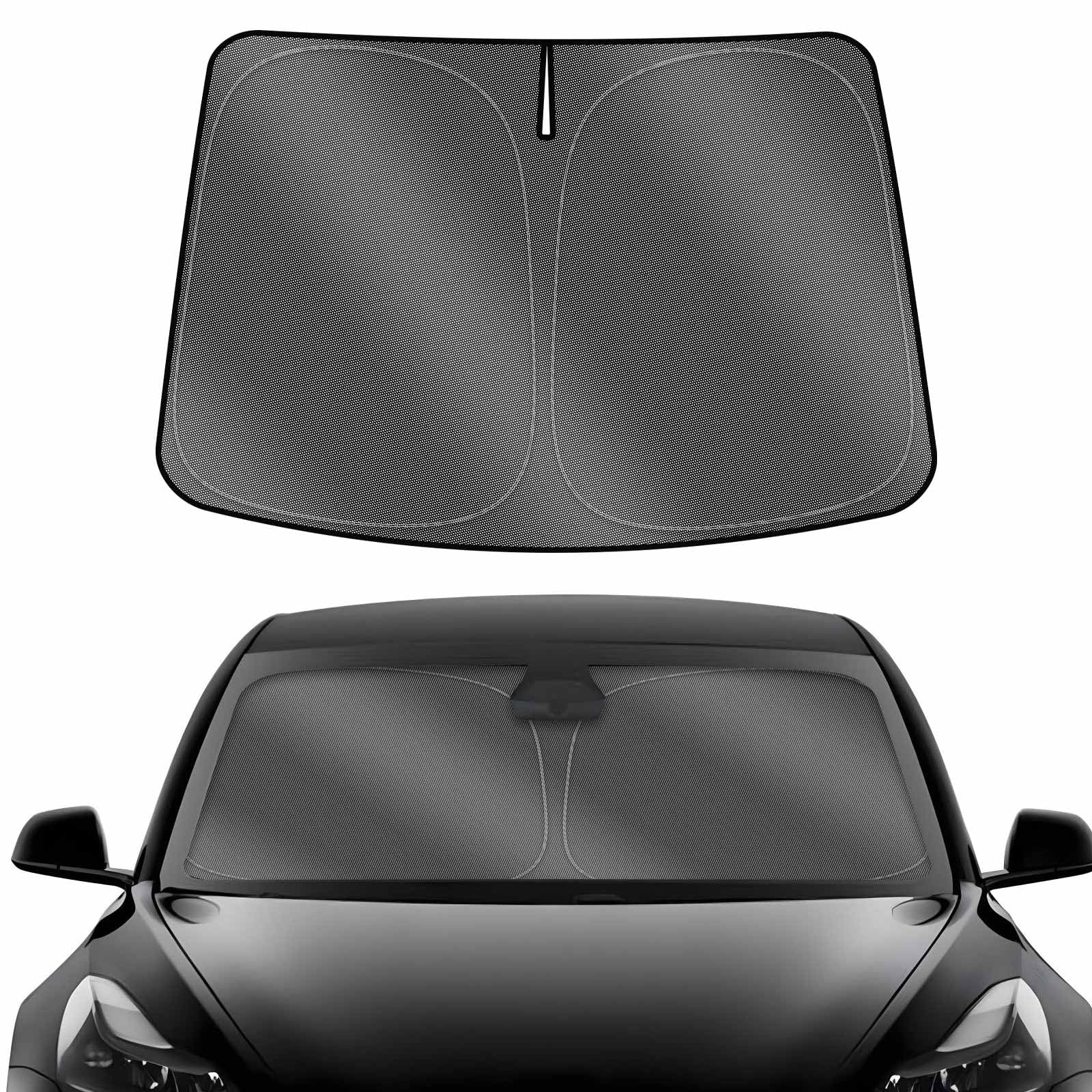 Photo 1 of Karltys for Tesla Model Y /3 Windshield Sun Shade 2017-2025 2026, UPF50+ Sun Protection Model Y Juniper Front Windshield Sunshade, Foldable Model 3 Highland Sun Visor Protector Blocks Heat UV Rays